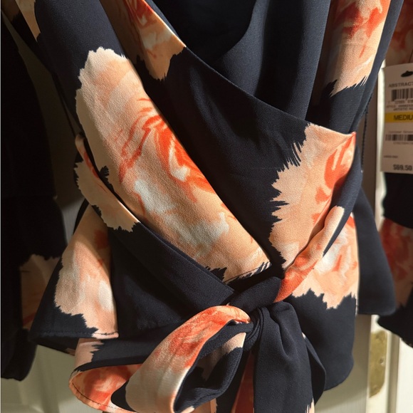 Bar III Women's Top Floral-Print Surplice Blouson Puff Sleeve Artistic Roses - Picture 4 of 7